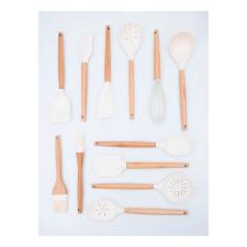 Esptula flat em bambu e silicone Hudson Home Prime 30,5cm branco.