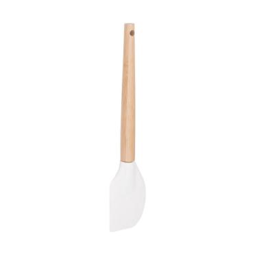Esptula Round em bambu e silicone Hudson Home Prime 29,5cm branco.