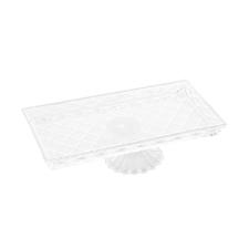 Travessa com p em cristal Lyor Diamond 34,5cm incolor.