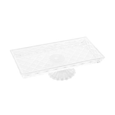 Travessa com p em cristal Lyor Diamond 34,5cm incolor.