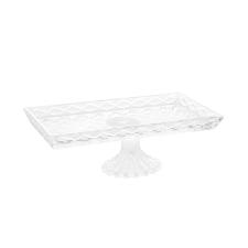Travessa com p em cristal Lyor Diamond 34,5cm incolor.