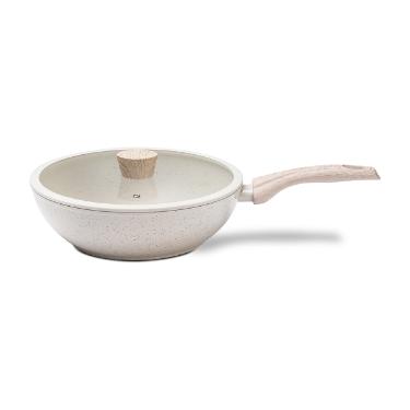 Wok com tampa antiaderente Brinox Ceramic Life Sirius 28cm vanilla.