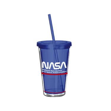 Copo parede dupla com canudo em plstico Nasa Desenho Tcnico 500ml.