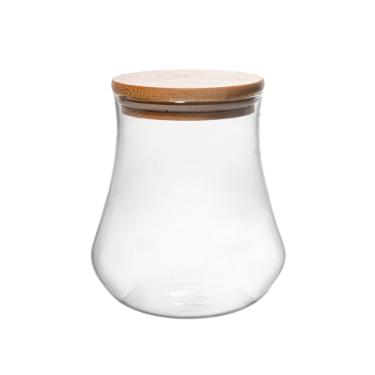 Porta-mantimentos com tampa em bambu e em vidro borossilicato Wolff 700ml.