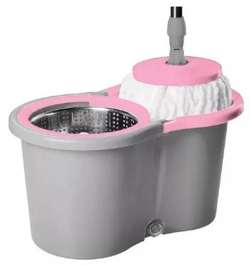 Mop Giratrio 9 Litros Cinza e Rosa Homeland