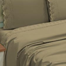 Jogo de Cama Casal Eurotextil Bordado Ingls 2,25mX2,50m Chocolate 4Pcs