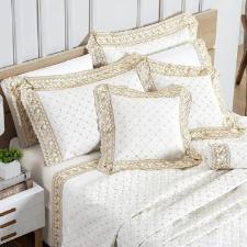 COBRE LEITO CASAL 6PCS ROYALE 200 FIOS OFF WHITE 235X245CM