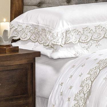 JOGO DE CAMA QUEEN 4PCS ANDORRA 400 FIOS BEGE 193X203CM