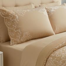 JOGO DE CAMA QUEEN 4PCS ANDORRA 400 FIOS BEGE 193X203CM