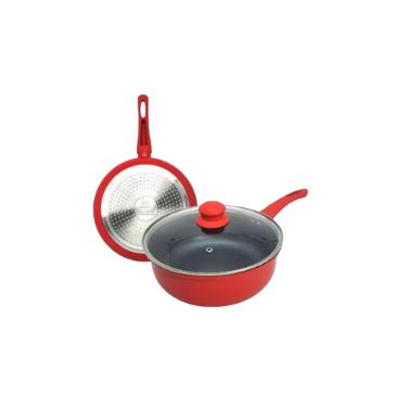 Panela Nanocermco com tampa vidro Lehav 20cm Vermelha Induo