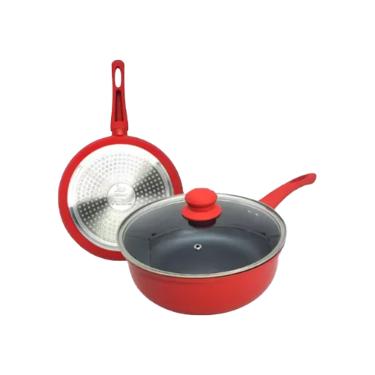 Panela Nanocermco com tampa vidro Lehav 24cm Vermelha Induo