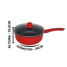 Panela Nanocermco com tampa vidro Lehav 24cm Vermelha Induo
