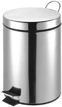 Lixeira Ao Inox Redonda 5 Litros Com Pedal Emborrachado.