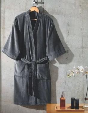 Roupo Velour Adulto Confort Liso M - Dohler - Cinza
