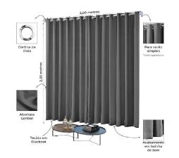 Cortina Blakout Bella Janela Pratika 3,00m x 2,30m Titnio
