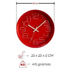 Relgio de Parede Redodno Casambiente 25 cm Vermelho
