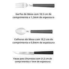Faqueiro Ao Inoxidvel  Brinox Rivieira Preto 16 Peas
