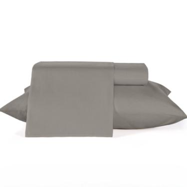 Jogo de Cama Casal 400 Fios 4 PCS Micropercal Cinza 2,20 X 2,50cm