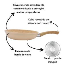 Frigideira Revestimento Nanocermico Granito Creme 20cm - Lehavi
