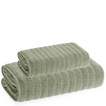 Jogo de banho e rosto Karsten Fio Zero Twist Magnies 2 peas 86cmx1,50m Eucalipto