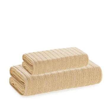 Jogo de banho e rosto Karsten Fio Zero Twist Magnies 2 peas 70cmx1,40m Areia