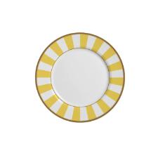 Prato sobremesa em cermica Alleanza Strip Amarelo 20cm