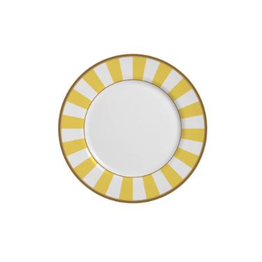 Prato sobremesa em cermica Alleanza Strip Amarelo 20cm