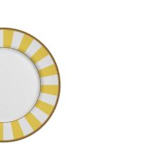 Prato sobremesa em cermica Alleanza Strip Amarelo 20cm