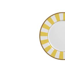 Prato sobremesa em cermica Alleanza Strip Amarelo 20cm