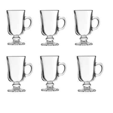 Jogo com 06 xcaras em vidro Casa Ambiente Irish Coffee 120ml