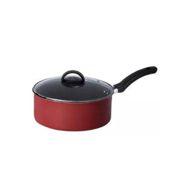 Panela em Teflon Cozillar  com tampa de vidro 24cm Vermelha