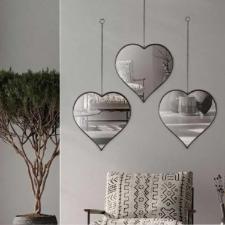 Jogo de Espelhos Decorativos em Corao RioHome 03 peas Preto