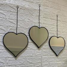 Jogo de Espelhos Decorativos em Corao RioHome 03 peas Preto