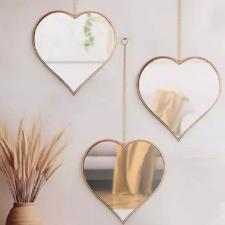 Jogo de Espelhos Decorativos em Corao RioHome 03 peas Ros