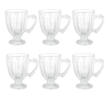 Jogo de Canecas em Vidro Dolce Home Nouveau 190ml Transparente 6 Peas