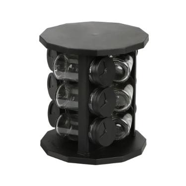 Porta Condimento Giratrio em Vidro Wellmix Vero Preto 10 ps