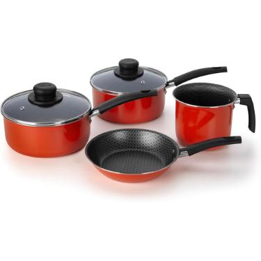 Jogo de Panelas Antiaderente Multiflon Daily 4 peas Laranja