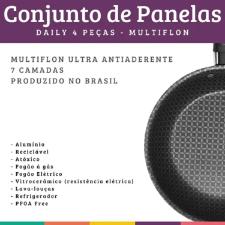 Jogo de Panelas Antiaderente Multiflon Daily 4 peas Laranja