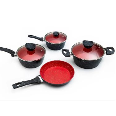 Jogo de Panela Stone Induction RedPoint Vermelha 4 peas