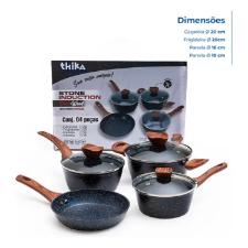 Jogo de Panela Stone Induction Black Wood Preto 4 peas