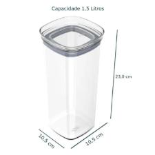 Pote Hermtico Retangular Block Ou 1,5 Litros - Natural