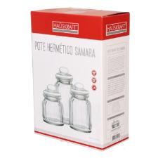 Jogo de potes hermtico Samara em vidro Hauskraft 3 peas