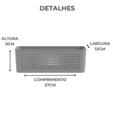 Cesto Flow Organizador Multiuso Chumbo OU 27x12x9 cm