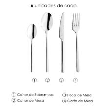 Faqueiro em inox Firenze Wolff 24 pas