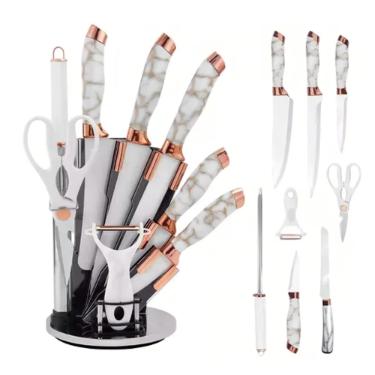 Jogo de facas Knife Set German Steel Branco 9 peas