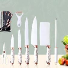 Jogo de facas Knife Set German Steel Branco 9 peas