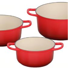 Jogo de caarolas antiaderente com induo Amalfi Rosso 3 peas vermelha