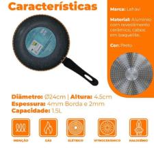 Frigideira antiaderente Nanocermica  Lehav 24 cm Granito Preta