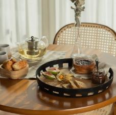 BANDEJA DE SERVIR REDONDA LUME PRETO