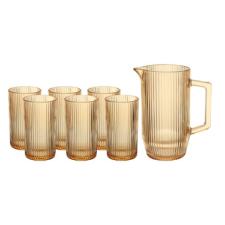 Jogo de Copos e Jarra de Vidro mbar Graffiato 7 Peas - Hauskraft